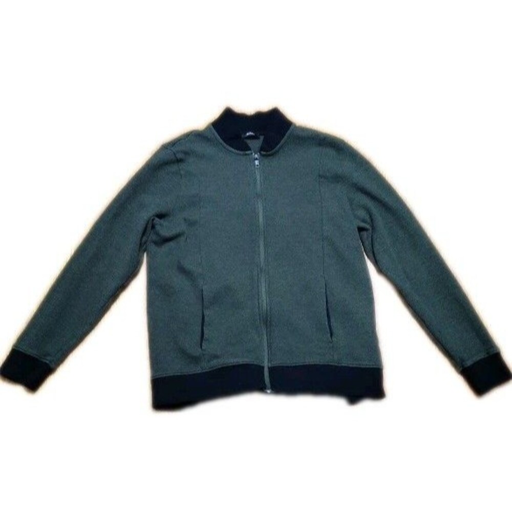 ALFANI WOMENS OLIVE GREEN JACKET 100% Cotton SIZE LARGE Zip Up W/Pockets